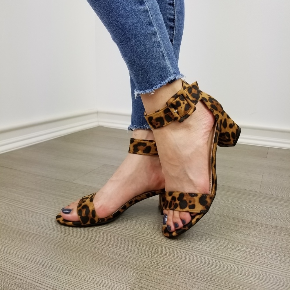 Block Heel Suede Leopard Sandal - Picture 13 of 16